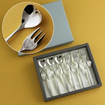 인스푼 티스푼포크 돌 결혼답례품, 엔젤하트 6P (포크3+티스푼3), 인쇄함 / 포장 (파랑도트), 1세트