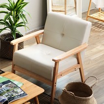 베스트리빙 [수도권 3일이내 방문설치]어디에나 잘어울리는 심플한 레오원목1인가죽쇼파 쇼파, 아이보리