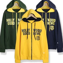 굿럭샵 후드 배색 HOLLYHOOD 영문 프린트 남성 여성 공용 후드집업 BASIC 10대 20대 교복 평상복 일상 복장 중 고등 대 학생 집업 티셔츠 남자 여자 커플룩 봄 가을 겨울 간절기 외출복 후드티셔츠