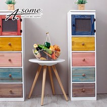 어썸(A.Some) 원목 와이드 5칸 서랍장 다용도수납장, 블루