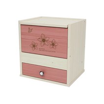 룩홈 큐티 사각 서랍형 미니화장대, 워시+핑크