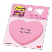 3M 포스트잇 슈퍼 스티키노트 메모지 디스펜서, 하트-약45매, 색상랜덤