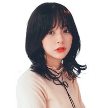 가발나라 전체가발 미디움 아웃컬 셋팅 펌 통가발, 내츄럴블랙, 1개