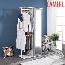 [기간한정 5% 할인이벤트][까미엘]원스톱 2단 전신거울 일체형 행거(HAP_DR0052), 화이트+그레이