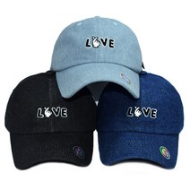 캡이요 1874 러브 야구모자 볼캡 LOVE 손하트 커플 청지 데님 진청 연청 남녀공용 모자