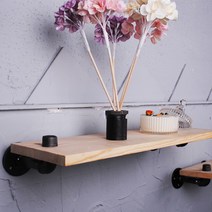 제이앤에스 파이프 벽 고정식 이동식 진열대 장식대, 선반01_60cm_흑관