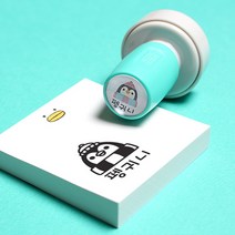 두루디자인 롤리팝 원형 스탬프, 민트, 잉크 빨강