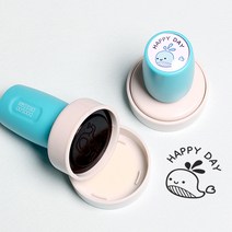 두루디자인 롤리팝 원형 스탬프, 스카이, 잉크 청보라