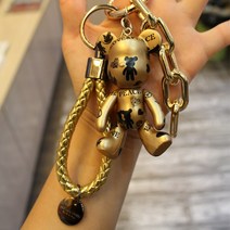 스마트커버 골드 포포베 베어브릭 열쇠고리 토이키링 키홀더 핸드메이드, 1개