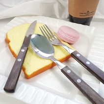 우드 양식기 커트러리 카페 스테이크 샐러드 브런치 빵 포크 나이프 스푼, 우드포크