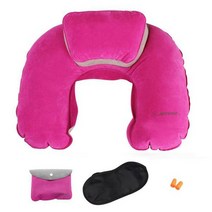 휴대용 목베개 목쿠션, 02_2단 에어 목베개 세트-핑크