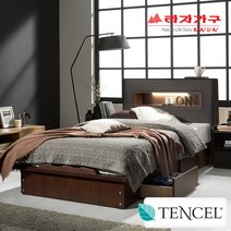 [라자가구]아이크3단LED 평상형 서랍침대세트 슈퍼싱글SS(텐셀 9zone독립매트리스), 화이트