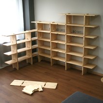 JWK 토파즈 브라운 일파만파 원목 북선반 책장 거실장 유닛, 무도장소나무1200선반다리높이36cm1단