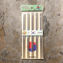 하율공방 무지 스테인리스 진공 젓가락세트 5P 외국인선물세트 젓가락, 비닐포장