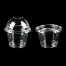 모든포장 디저트 과일컵 92파이 9온스 투명컵+뚜껑 set (돔 평리드), 50개, 평뚜껑set(뚜껑뚫림)