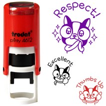 프라하스탬프 깜찍 캐릭터 라라 쿠폰사이즈 칭찬스탬프(지름1.1cm 자동스탬프 스탬프, 5. Respect!, 디자인2. 문구변경 +캐릭터(잉크 검정)