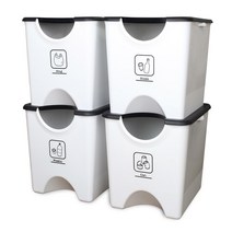플라팜 에코홀릭 분리수거함 60L 4단, 화이트, 1세트