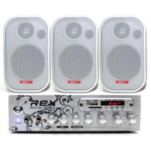 REX RX-202 매장용 앰프스피커세트, 화이트, 매장패키지 RX-202 + 503W 스피커 3개