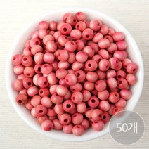 비즈아이 [5802-03]우드볼 6mm(내경2mm) (핑크) [50개], 핑크, 50개