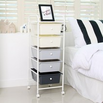 이동식 트롤리 수납 정리함 플라스틱 서랍장 5단, 혼합색상