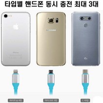 패션 충전 케이블 고속 3IN1 고출력 차량용 동시충전 핸드폰 스마트폰 전화기 충전기 3대동시, 화이트, 차량용 패션 케이블