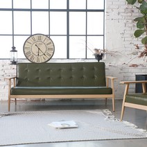 디센 레트로 버튼 소파 인조가죽, 카키3인