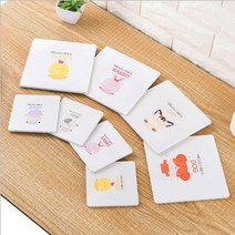 크리에잇투 애니멀캐릭터 화이트 우드코스터 컵받침, 양