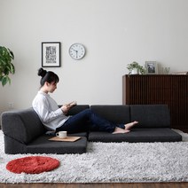 가구밸리 릴리 패브릭 좌식소파 소파, 그레이