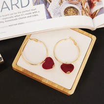 통통 벨벳 하트 링 귀걸이