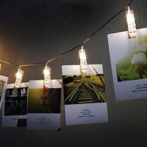 청년리빙 LED 사진집게 가렌드, 1.5M(10구)+AA건전지2개