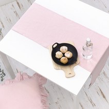 벨라이프 워싱린넨 핑크 식탁 포인트 테이블러너 3size, 4인, free