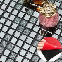 중앙데코 접착식 모자이크타일 스티커, 40.미러 10mm 미니크렉/연흑경 (스티커)