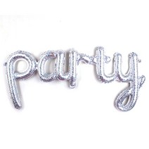 굿벌룬 은박풍선 hello party 필기체 풍선, party홀로그램실버