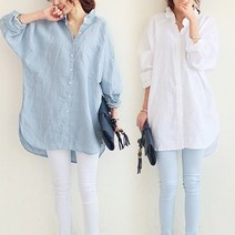 제이앤티 루즈핏 린넨 7부 롱셔츠