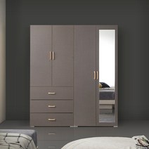 케이컴퍼니 이음1600장롱세트CM(3서랍옷장+거울옷장 이불장) 장롱세트, 그레이-3서랍옷장+거울옷장