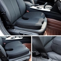 CarStory 고정밴드형 메모리폼 통풍 방석, 블랙