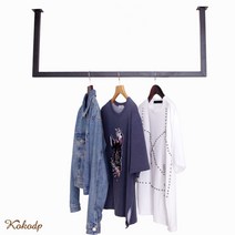 코코디피 옷가게용 주문제작 천장 벽면 부착 파이프 행거 천정 고정 헹거 옷걸이 봉, 주문제작(가로와 폭 배송메시지에) + 20각 + 검정색, 1개