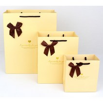 휴니프 종이가방 리본 쇼핑백, 옐로우