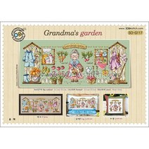 조이십자수 소다 십자수도안 큰도안 쿠션도안 시계도안, 할머니의정원Grandma s garden - [소다특대-117]도안, 1개