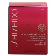 Shiseido 어드밴스드 하이드로-리퀴드 컴팩트 리필 SPF15 12g, B100 Very Deep Beige, 1개