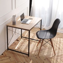 심플 컴퓨터책상 철제책상 노트북 학생 책상 테이블 콘솔, 07_트렌디심플 우드기본책상 80 블랙(4618)