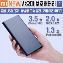 (최신출시) 신형 샤오미 보조배터리2 양방향 고속충전 10000mAh 듀얼 USB 충전 포트, 실버