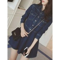 (해외직배송)플레어 슬림라인 데님원피스