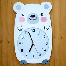 에코팩토리 무소음 아이방 시계 동물친구들 - 화이트곰곰이, 교육용시계판