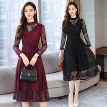 [실버캣] 빅사이즈원피스 플레어원피스 레이스 추석빔 며느리룩 소개팅룩