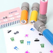 두루디자인 베이직 꼬마 쿠폰 스탬프, 핑크(자체로고), 잉크 빨강