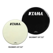TAMA 타마 스타클래식 로고 블랙 화이트 프론트 드럼 헤드, 화이트22인치