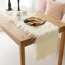 바이지미 러블리 램 fur 테이블러너-아이보리, 아이보리, 4인(180*30cm)