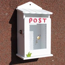 마프 예쁜 벽걸이 우체통 편지함 우편함, W2191W화이트 뉴철망 자물쇠우체통