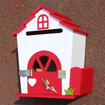 마프 명판없이 건의함 고객소리함 의견함 제안함 기타푯말 등등, H2191R/레드 하우스메모꽂이 자물쇠우체통